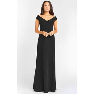 Show Me Your Mumu Zurich Knot Gown in Black Stretch Crepe Large Sleeveless Party